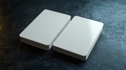 Stacks of Blank Cards on Dark Surface