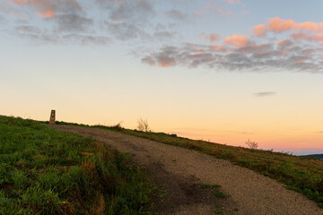 Sunrise on the trail of the camino compostelle