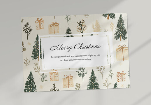 Christmas Card With Soft Cream Colors, Generative ai