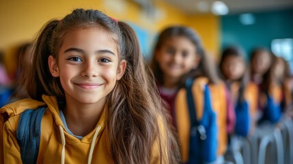 Fototapeta premium Smiling Schoolchildren in Classroom