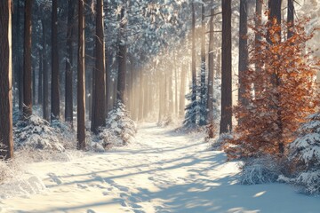 winter landscape  forest covered by snow