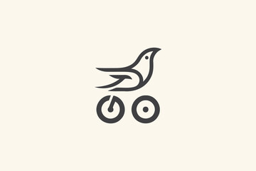 Bird on wheels logo showcasing innovation and movement ideas