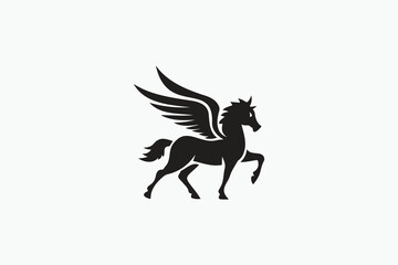 Silhouette of a magical Pegasus, symbolizing freedom and grace.