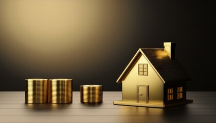 Golden House with Stacks of Coins growth drag background