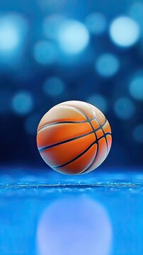 A basketball on the blue background. 