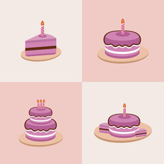 Pink birthday cake or anniversary Royalty Vector