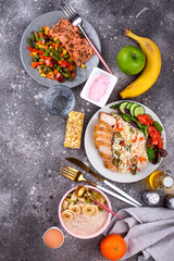 Balanced meal of nutritious foods