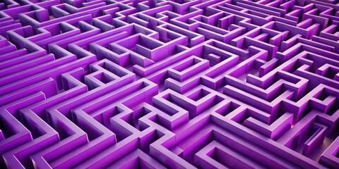 of Intricate Purple Labyrinth Maze with Complex Passageways and Dead Ends