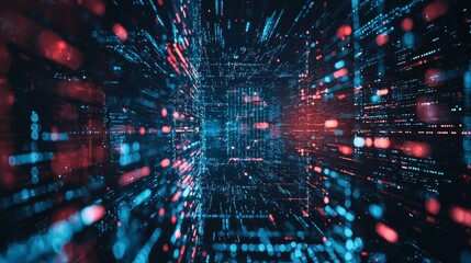 Obraz premium Abstract Digital Data Flow in Blue and Red