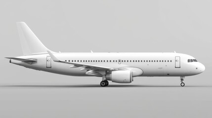 Obraz premium White Passenger Airplane on Gray Background