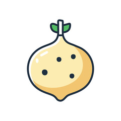 Jicama vegetable icon. Fresh jicama illustration, healthy eating.  Represents purity and simple goodness.