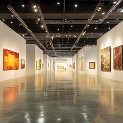 Large, empty exhibition hall suitable for galleries, trade shows, and sports events, with a versatile indoor layout