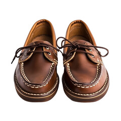 Classic boat shoes with non-slip soles and leather laces, perfect for a nautical style. isolated on transparency background