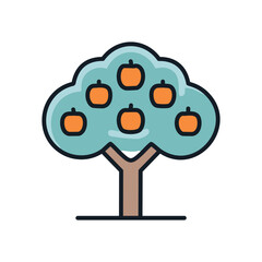 Fruit tree icon design. Simple illustration of a tree laden with fruit, symbolizing growth, abundance, and harvest.