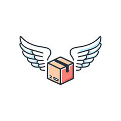 Fast delivery package. Speedy shipment, swift transit.  Symbol of quick delivery services.