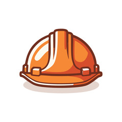 Safety hard hat icon. Orange construction helmet graphic. Represents safety, building, and hard work.