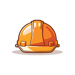 Safety hard hat icon. Orange hard hat graphic, symbolizes safety, protection, and construction work.