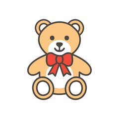 Cute teddy bear gift. Adorable teddy bear with a red bow, symbolizing love and affection. Perfect for children's illustrations.