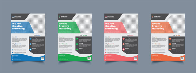 a bundle of 4 templates, abstract business flyer, vector template design in A4 size. perfect for creative professional business. brochure, cover, poster, annual report, flyer