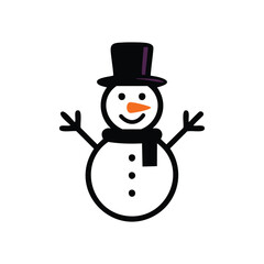 Happy snowman winter fun. Cheerful snowman, winter joy, festive season.  Symbol of happiness and cold weather.