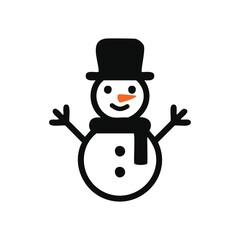 Happy snowman winter icon. Cheerful snowman illustration, perfect for winter holidays.  Symbolizes joy and festive spirit.