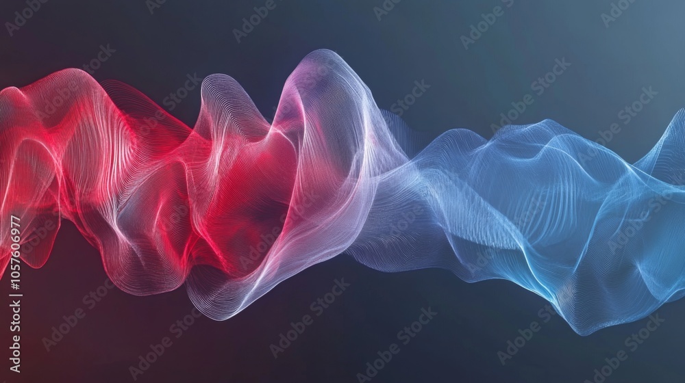 Aufkleber abstract waveforms in red and blue colors