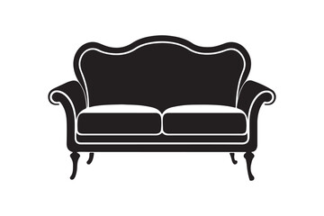 Sofa set Silhouette vector  illustration, Sofa Set Silhouette