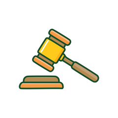 Gavel justice law symbol. Judge hammer decision verdict.  Represents legal judgment, authority.