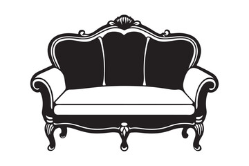 Sofa set Silhouette vector  illustration, Sofa Set Silhouette