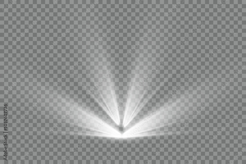 Poster Bright white light effect. Futuristic glow effect for game interface design.
