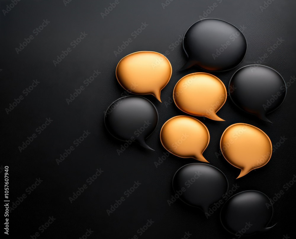 Fototapete colorful speech bubbles on a dark background convey communication, dialogue, and interaction, creati