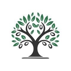Obraz premium Olive tree branch symbol. Lush olive tree illustration, symbolizing peace, abundance, and growth. Perfect for branding or design projects.