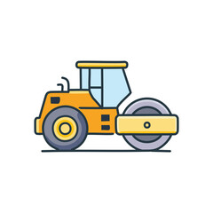 Naklejka premium Road roller construction vehicle. Sturdy road roller, symbolizes progress and infrastructure development. Efficient, powerful machine for highway projects.