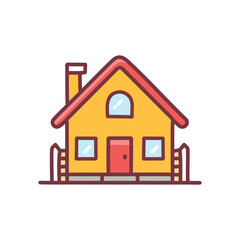 Cozy yellow house home. Charming cottage, ideal family home, symbol of comfort and security.  Picture perfect dwelling.