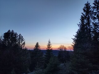 mountain sunset on the road