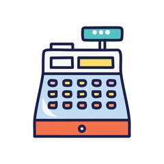 Cash register icon. Retail point of sale system; symbolizes commerce, transactions, and business.