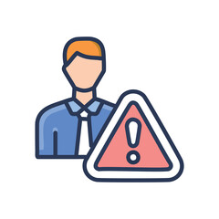 Business alert warning sign. Professional person facing a problem; urgent alert; caution needed; symbolizes risk
