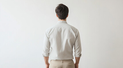 Fototapeta premium Man in White Shirt Back View Casual Elegance Portrait