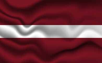 Waving Latvian Flag 3D Illustration. The National Flag of Latvia.