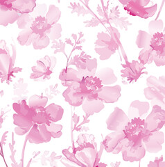 Beautiful vector seamless floral pattern with watercolor hand drawn gentle summer flowers. Stock illustration. Natural artwork.