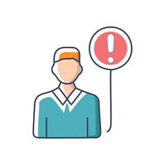 Person alert notification. Important message, urgent notice, individual notification.  Represents a need for attention.