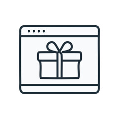 Online gift delivery. Website showing gift; symbolizes online present giving, surprise, joy, celebration, ecommerce convenience.