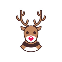 Reindeer christmas icon. Festive reindeer icon perfect for winter holidays.  Symbolizes joy and cheer.