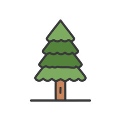 Evergreen tree icon. Simple green conifer, symbolizing nature, growth, and the environment.  Perfect for eco designs.