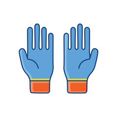 Safety gloves icon. Protective handwear graphic; symbolizes safety, cleanliness, and preparedness.