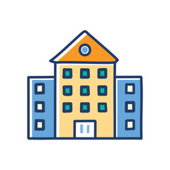 Building structure icon. Colorful building illustration; symbolizes community, unity, and growth.