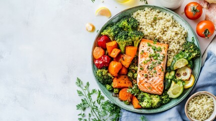 Healthy Salmon Bowl with Quinoa and Vegetables