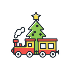 Christmas train festive journey. Holiday season joy; a whimsical train carrying festive cheer, symbolizing Christmas travel and gift delivery.