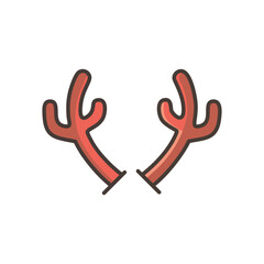 Obraz premium Reindeer antlers icon. Festive red antlers, symbol of Christmas spirit, winter holidays, and nature's beauty.