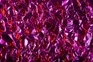 Vibrant crimson crinkled foil texture